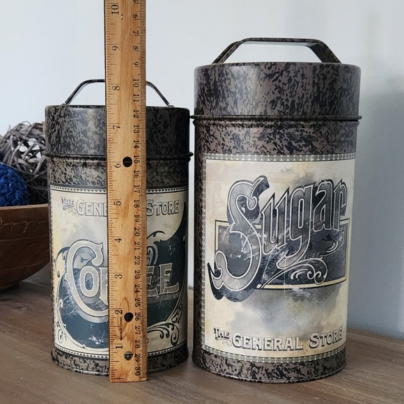 🏡 General Store Coffee & Sugar Canister Set – Vintage Style, Rustic Farmhouse L - Picture 12 of 15